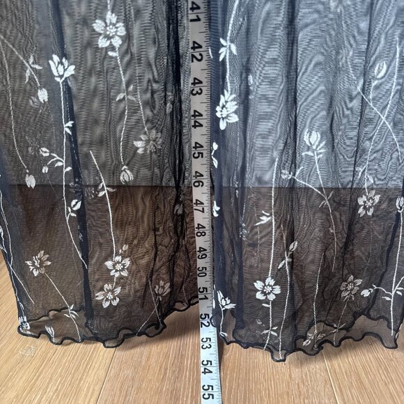 Sheer Floral Mesh Maxi Dress – Black White Overlay – XS/S – Y2K Grunge Layering - Picture 10 of 11